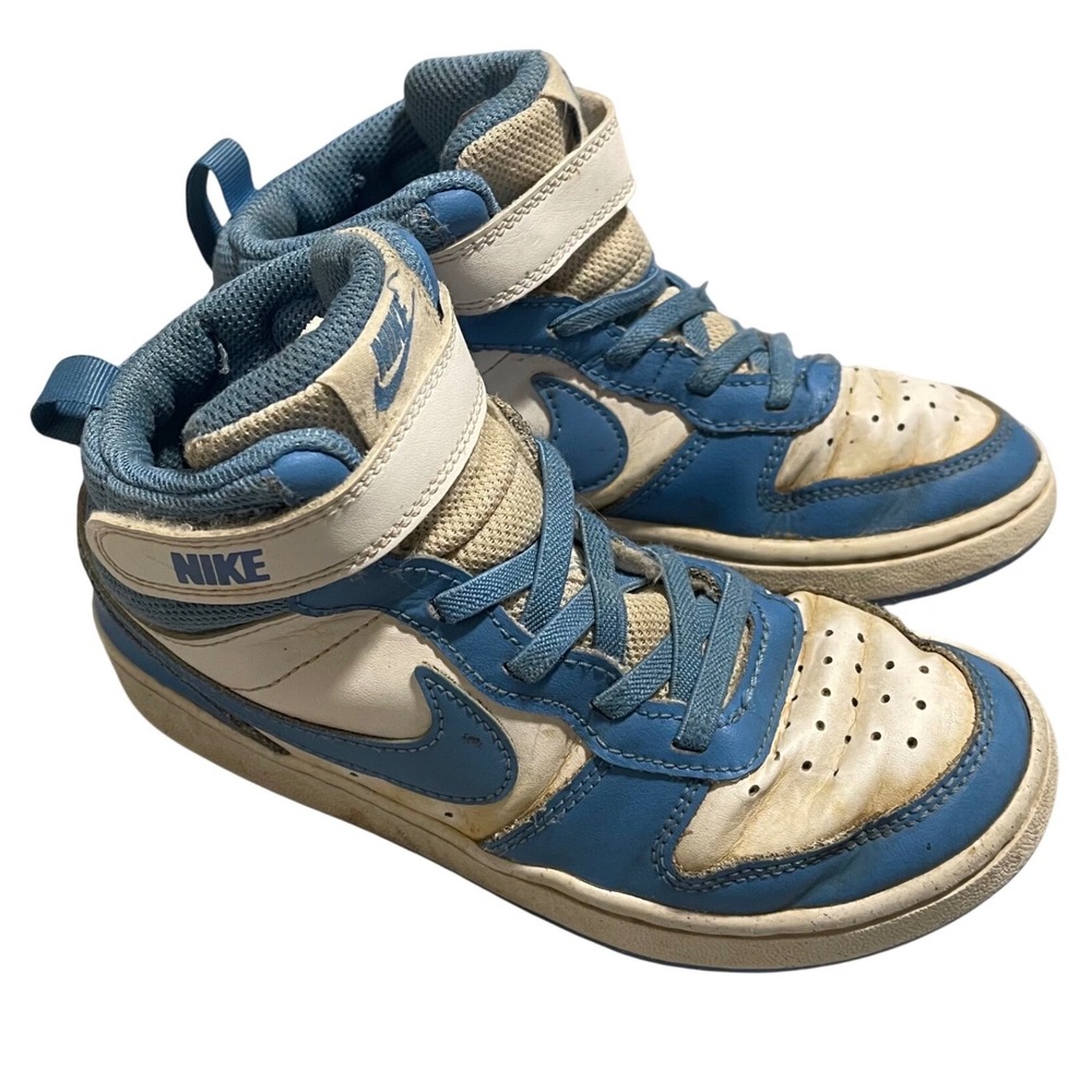 Nike Court Borough Mid 2 TD Blue White Kids High Top‎ Sneakers Size 1Y Carolina